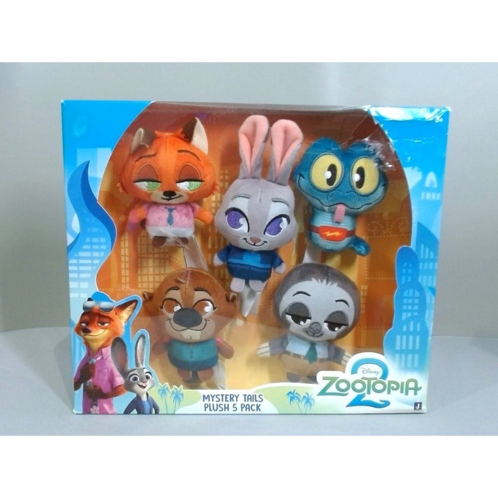 Disney Zootopia 2 Mystery Tails Plush 5 Pack Nick Judy Flash Jakks Pacific NEW